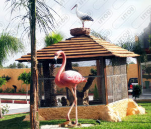 Sculpture Flamant rose en résine et de fibre de verre