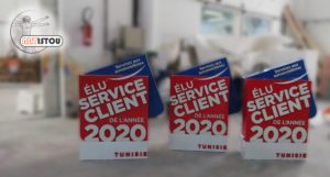 Affiche service client Lettrage 3D de carrefour sur mesure