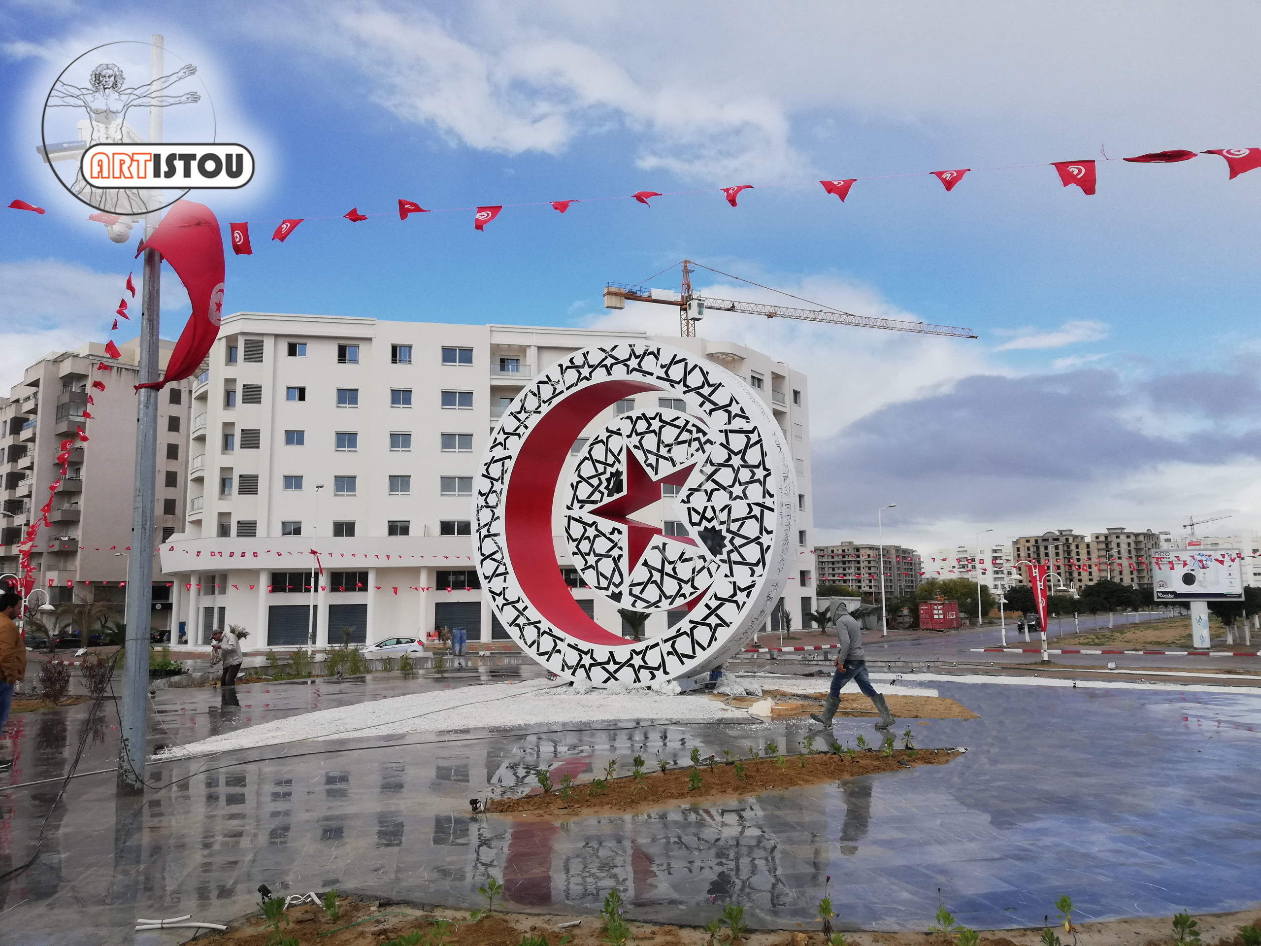 Flag Tunisie monument décoration rond point